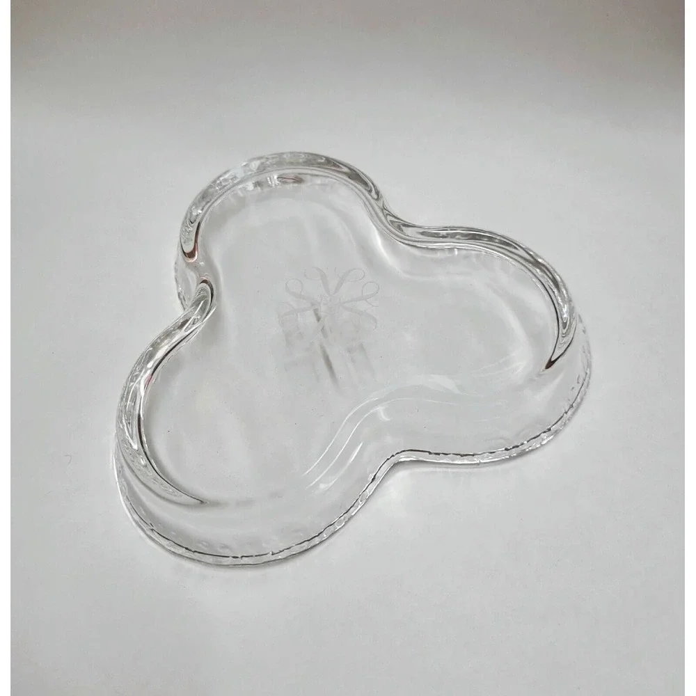 Vintage Avon‎ Clover Shaped Clear Glass Trinket Candy Dish Hostess Gift